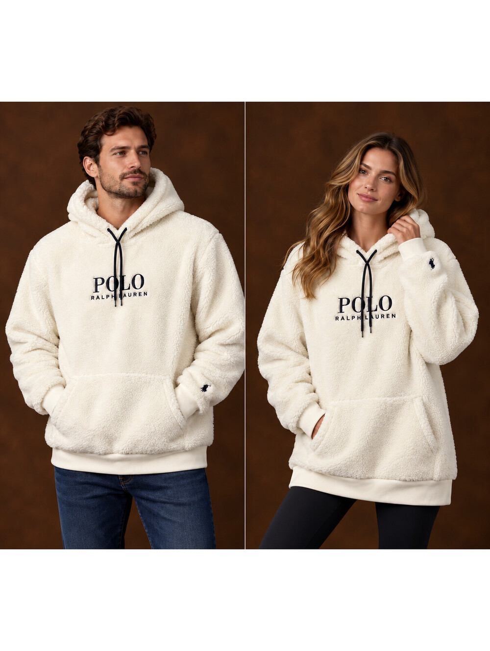 Polo Ralph Lauren Sherpa Fleece Hoodie Men Size LT White Black Logo NWT $198